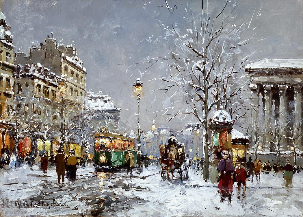 アントワーヌ・ブランシャール マドレーヌ広場の冬油絵
